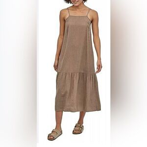 Patagonia Garden Island Tencel & Hemp Tiered Dress in Taupe
